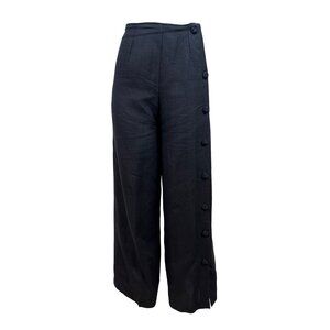 Nuevo Mundo Womens Black Wide-Leg Button-Front Pants Sz S